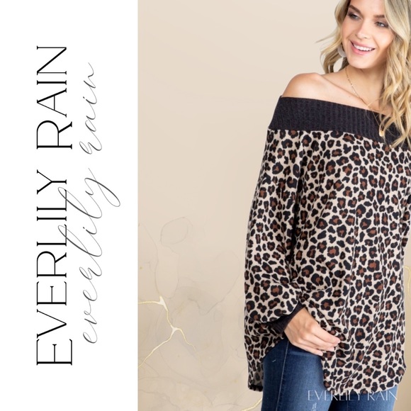 Soft Off Shoulder Leopard Print Sweater - Picture 11 of 16